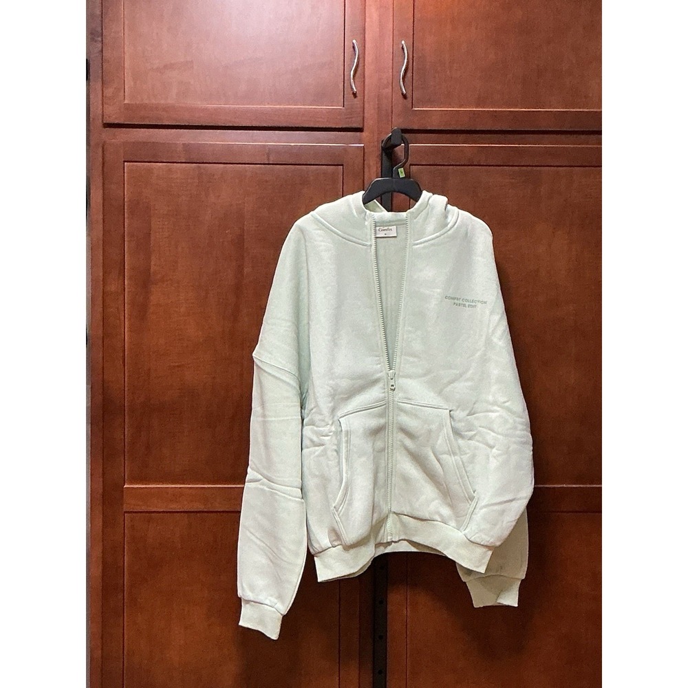 Comfrt Pastel Edit Full-Zip Hoodie Mint Green Oversized Fleece KJHU102 Medium